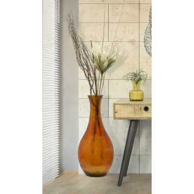 Wazon ze Szkła Recyklingowanego SLIM Pomarańczowy Ø 34x75 cm (WYPRODUKOWANY W HISZPANII)